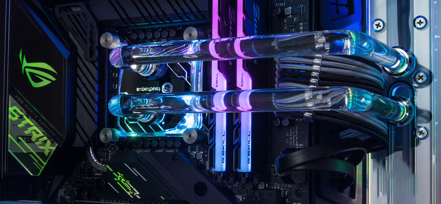 Clear coolant in a custom water-cooled PC