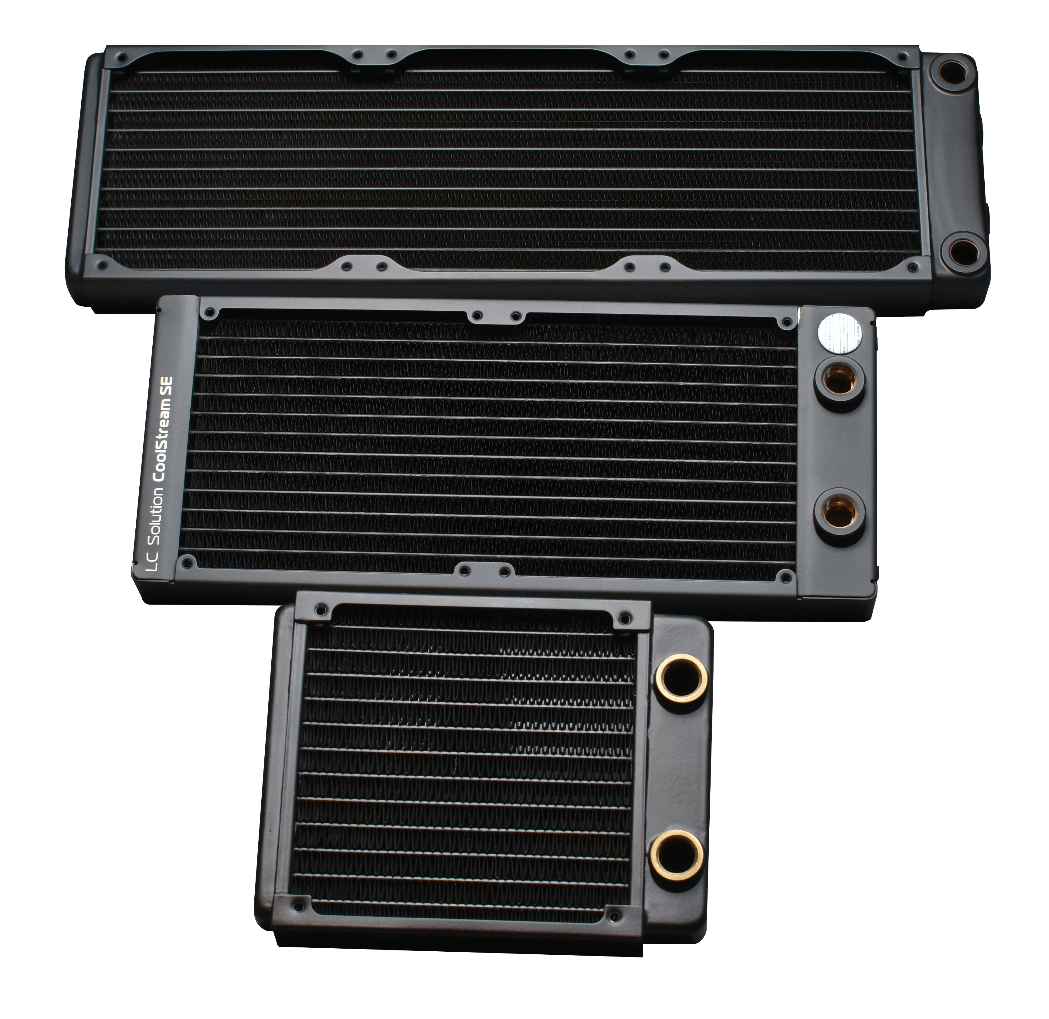 PC water cooling radiators in their most common sizes.