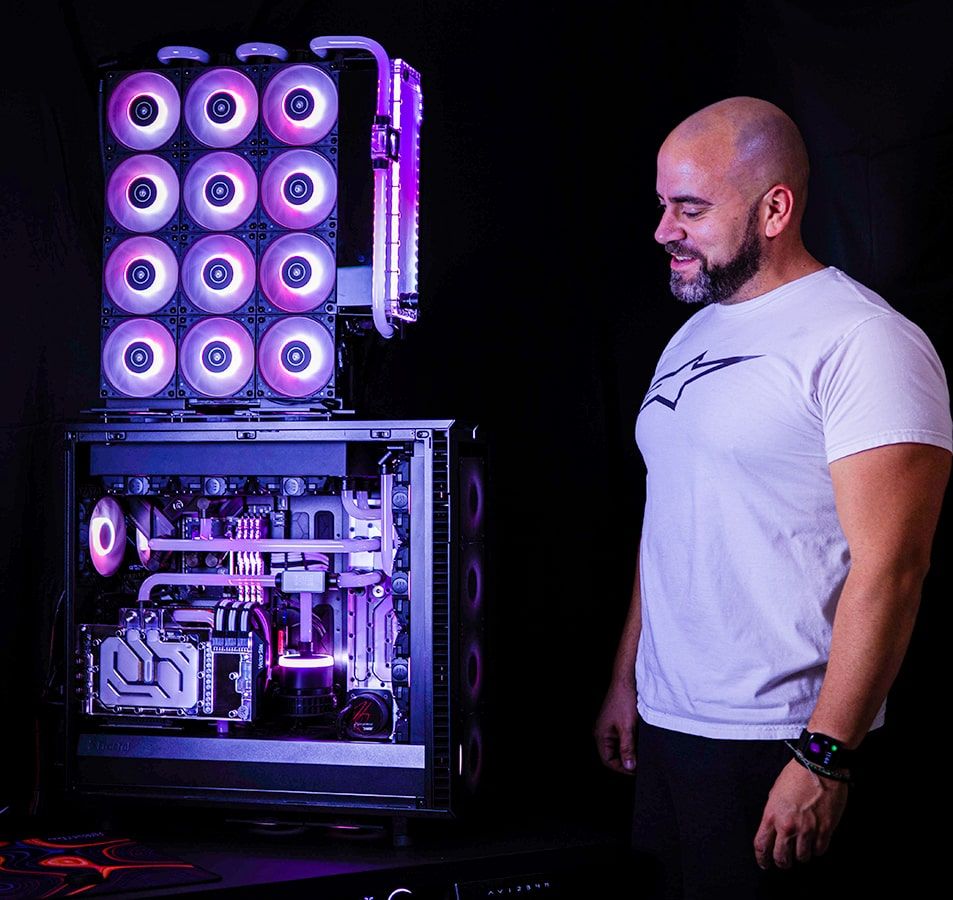 Herman with his water cooled PC masterpiece 