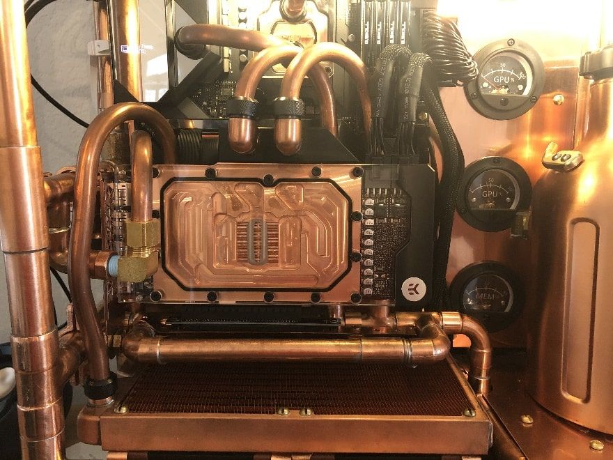 Copper-tubed custom PC water cooling system